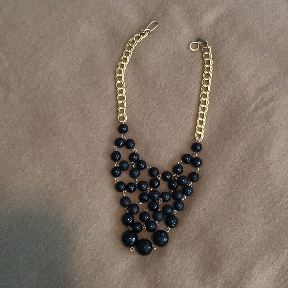 Black and gold bib necklace
